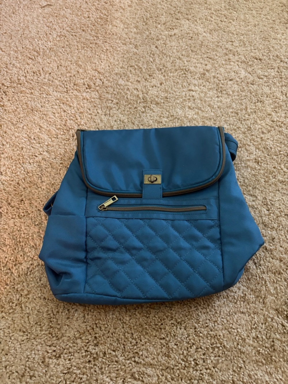 Blue Quilted Flap Backpack - Women's Everyday Bag